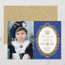 Trendig Prince Birthday Royal Blue Guld Party Phot