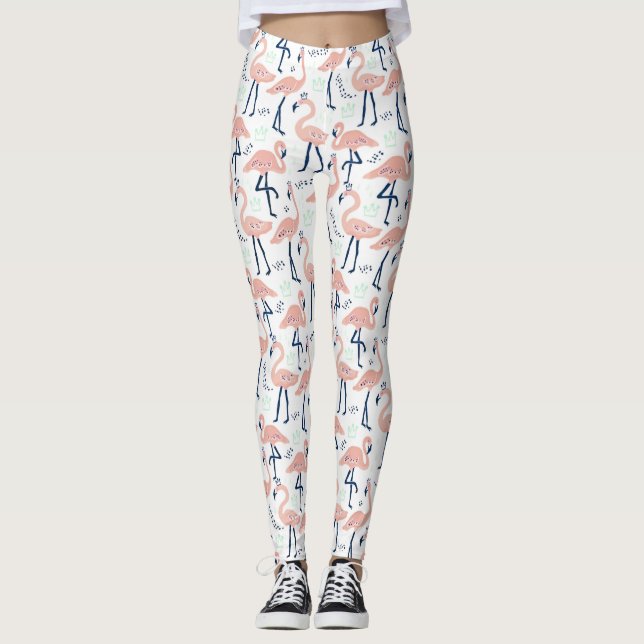 Trendig Princess Flamingo Pattern Leggings (Framsida)