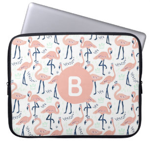 Trendig Princess Flamingo Pattern Monogram Rosa Laptop Fodral