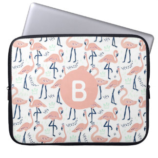 Trendig Princess Flamingo Pattern Monogram Rosa Laptop Fodral