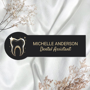 Trendig Professionell Dental Assistant Black Guld Namnbricka