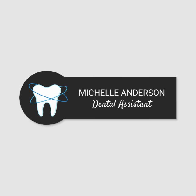 Trendig Professionell Dental Assistant Dentist Namnbricka (Framsida)