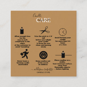 Trendig Professionell Terracotta Boho Candle Care Fyrkantigt Visitkort