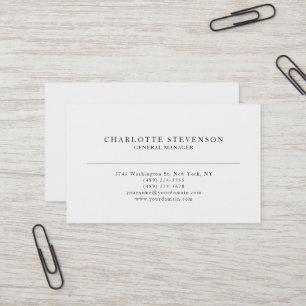 Trendig professionell vit enkel minimalistisk visitkort