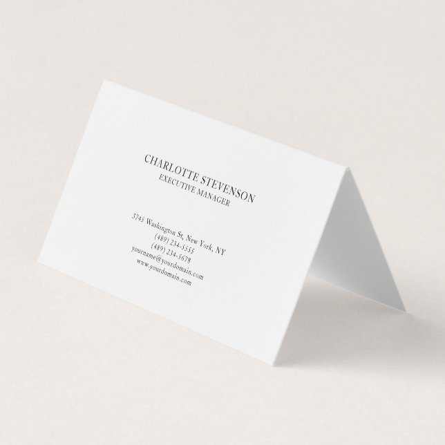 Trendig professionell vit enkel minimalistisk visitkort (Framsida)