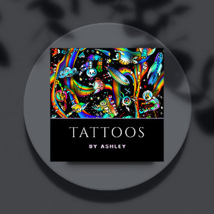 Trendig Psychedelic Tattoo Artist Kreativ Roligt C Fyrkantigt Visitkort