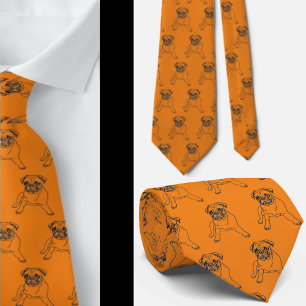 Trendig Pug Hund Orange Classic Modern Neck Tie Slips