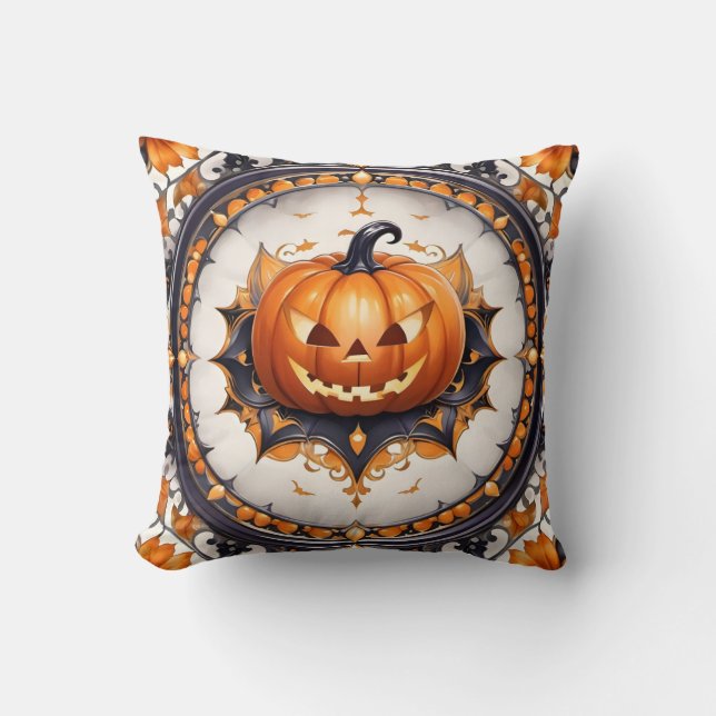 Trendig Pumpkin Halloween-höstsamling Kudde (Framsida)