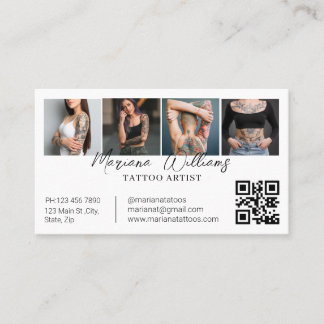 Trendig QR-kod för tatueringkonstnär 4 Foto Collag Visitkort