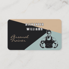 Trendig QRkod Träkolsgrå Teal Personlig Tränare Visitkort