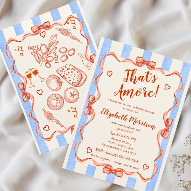 Trendig Quirky Hand plockade Whimsical Möhippa Inbjudningar (That's Amore! Trendy Whimsical Bridal Shower Invitations. )