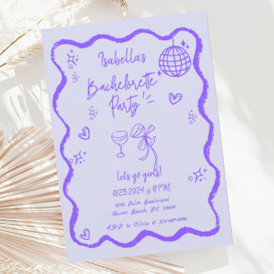 Trendig Quirky Vågigt Hand plockade Bachelorette P Inbjudningar