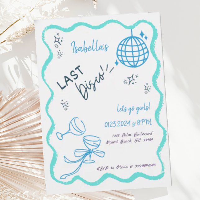 Trendig Quirky Vågigt Hand plockade Bachelorette P Inbjudningar (Skapare uppladdad)
