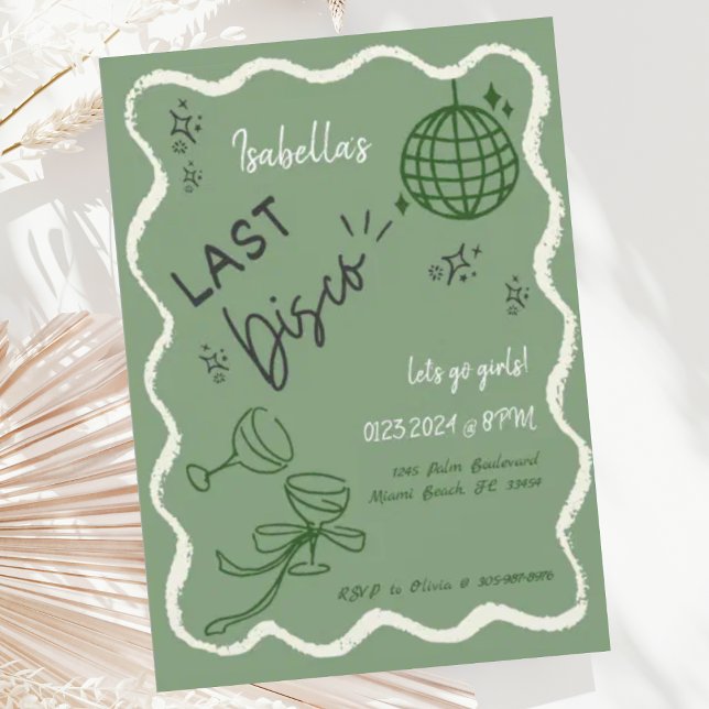 Trendig Quirky Vågigt Hand plockade Bachelorette P Inbjudningar (Skapare uppladdad)