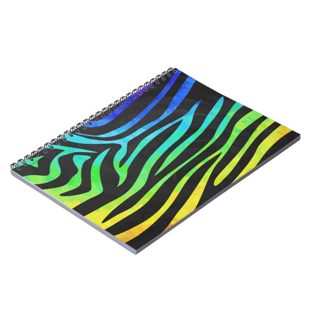 Trendig Rainbow and Black Zebra Animal Print on el Anteckningsbok (Vänstra Sidan)