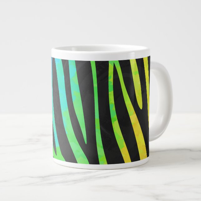 Trendig Rainbow and Black Zebra Animal Print on el Jumbo Mugg (Framsida höger)
