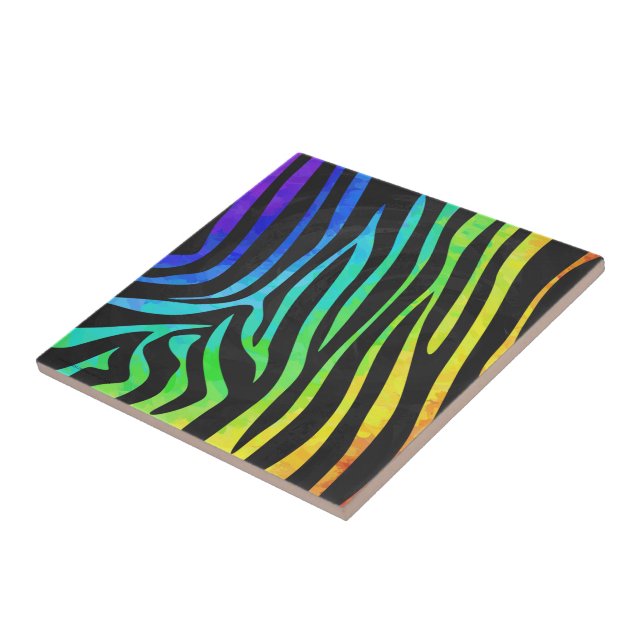 Trendig Rainbow and Black Zebra Animal Print on el Kakelplatta (Sidan)