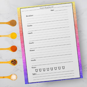 Trendig Rainbow Food Journal Easy Daily Meal Dial Anteckningsblock