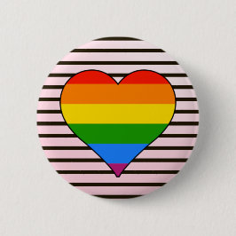 Trendig Rainbow Heart med Designer Rand anpassning Knapp