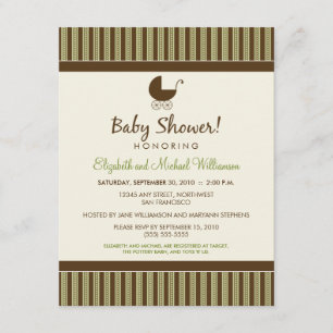 Trendig Rand Baby Shower-inbjudan (kalk/brun) Inbjudningar