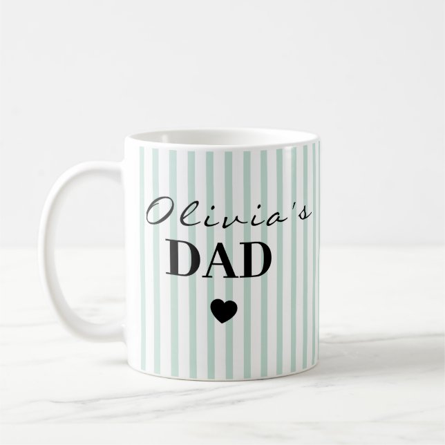 Trendig randig pappamugg med anpassat barnnamn kaffemugg (Vänster)