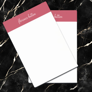 Trendig Raspberry Red & White Script Monogram Post-it Block