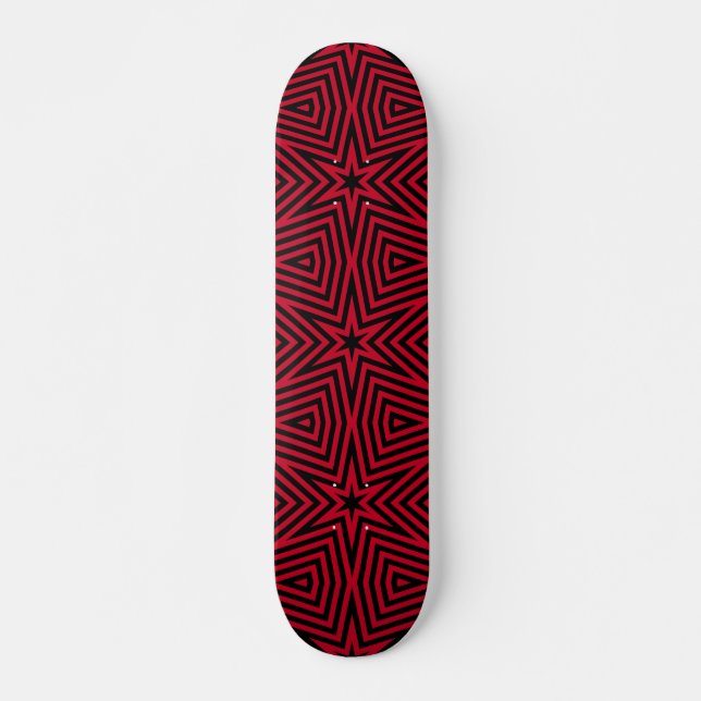 Trendig Red and Black Star Mönster Mini Skateboard Bräda 18,5 Cm (Framsida)