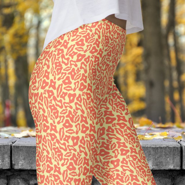Trendig Red and Cream Mönster Leggings (Trendy Red and Cream Pattern Leggings)