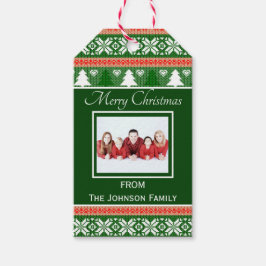 Trendig Red and Grönt Ugly jul Sweater Photo Presentetikett