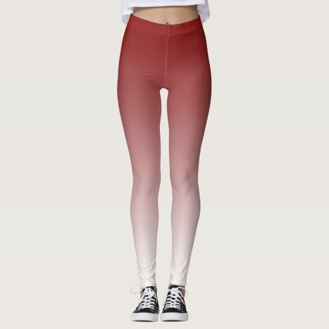 Trendig Red and White Ombre Leggings (Framsida)