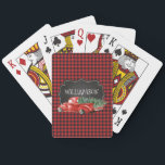 Trendig Red & Black Buffalo Play Red Vintage Lastb Casinokort<br><div class="desc">Trendig Red and Black Buffalo Play (Checks) med en röd plocka i vintagen uppåt. Svart etikett för kretskort,  personlig med ditt namn eller med din familj namn. Gör en underbar,  tankfull gåva.</div>