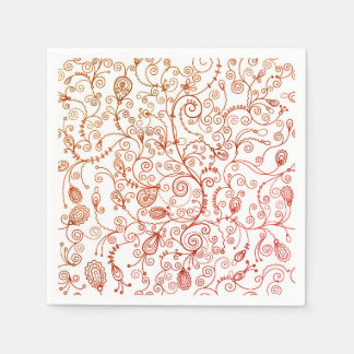 Trendig Red Blommigt Napkins Pappersservett