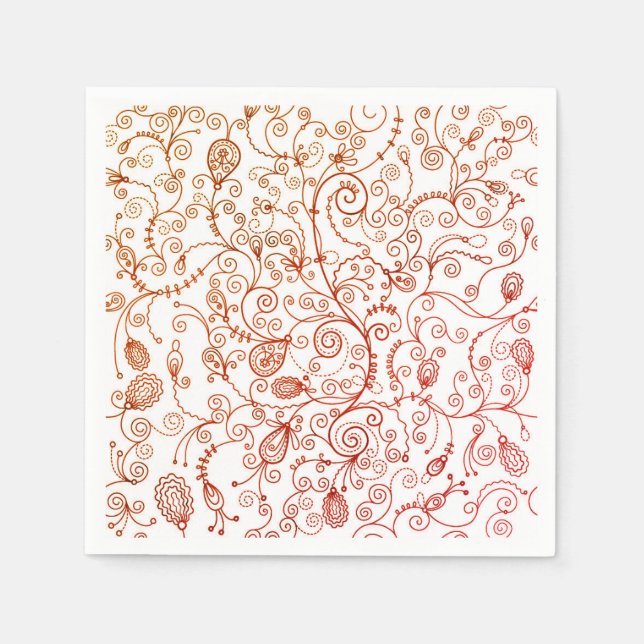 Trendig Red Blommigt Napkins Pappersservett (Framsidan)