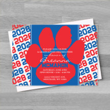 Trendig Red & Blue Studenten Pawprint Clear