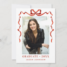 Trendig Red Bow Ribbon 2 PHOTO Studentfest Inbjudningar