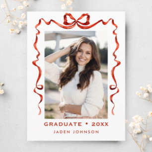 Trendig Red Bow Ribbon PHOTO Studentfest Vykort