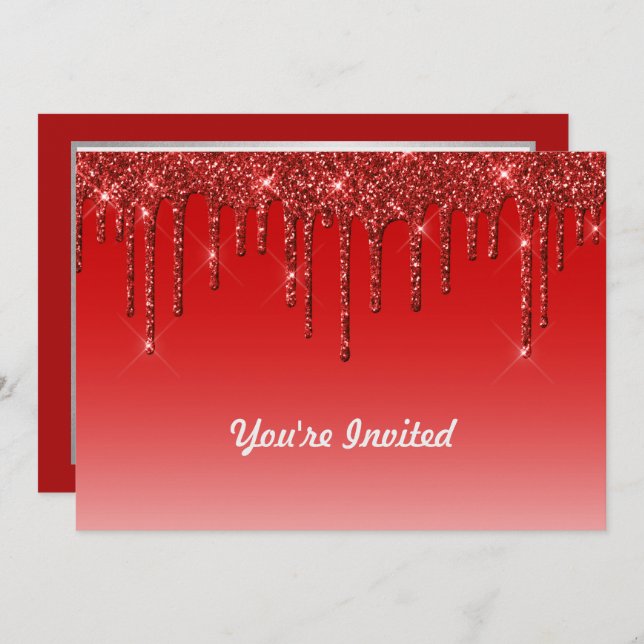 Trendig Red Glitter Drives Birthday Inbjudningar (Fram/baksida)