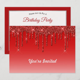 Trendig Red Glitter Drives Birthday Inbjudningar