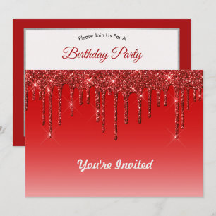 Trendig Red Glitter Drives Birthday Inbjudningar