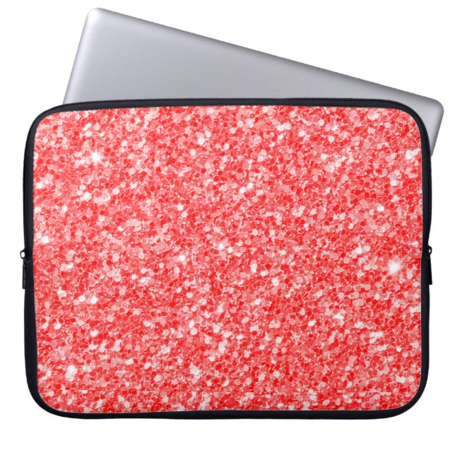 Trendig Red Glitter White Sparks Laptop Fodral (Framsidan)