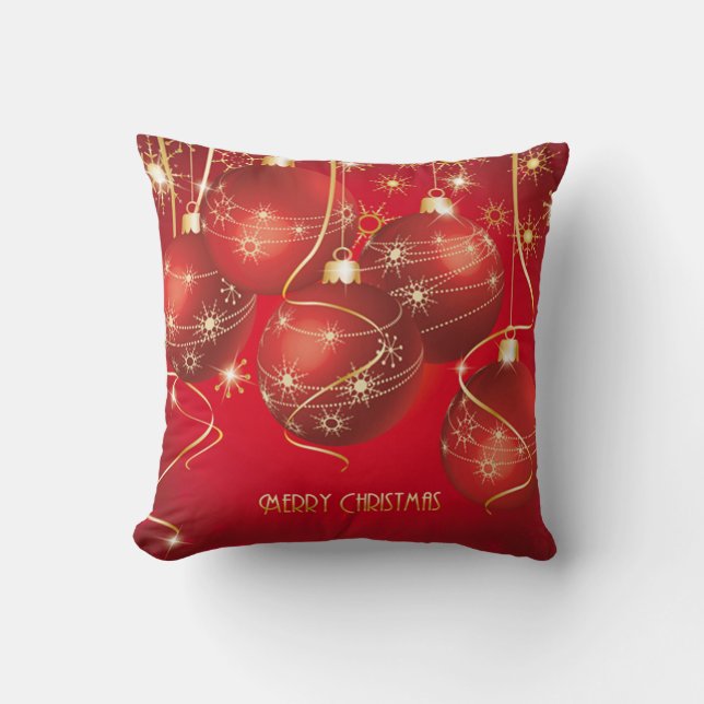 Trendig Red, Golden jul Ornaments Snöflingor Kudde (Framsida)