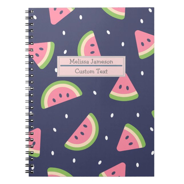 Trendig Red Grönt Rosa Watermelon Mönster Anteckningsbok (Framsidan)