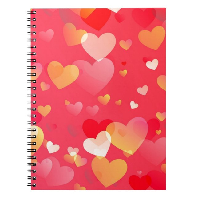 Trendig Red Heart Mönster Anteckningsbok Med Spiral (Framsidan)