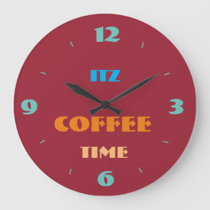 Trendig Red "Itz Coffee Time" köksklocka Stor Klocka
