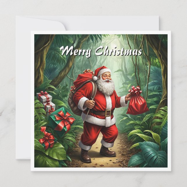 Trendig Red Jungle, fin jul, ej fotfoto Julkort (Framsida)
