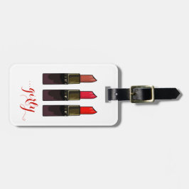 Trendig Red Lipstick Trio Girly Luggage Tag Bagagebricka