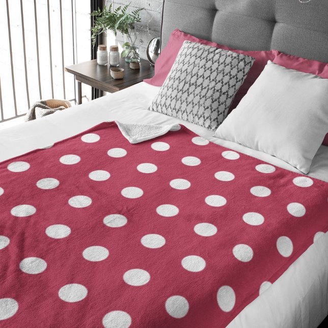 Trendig Red Magenta Polka dots Fleecefilt (Skapare uppladdad)