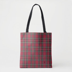 Trendig Red och Grönt Tartan Monogram Tygkasse