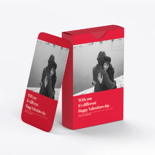 Trendig Red Quote och Photo Valentines Gift Casinokort