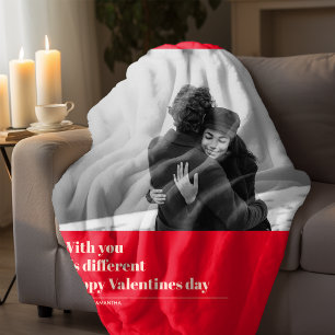 Trendig Red Quote och Photo Valentines Gift Fleecefilt